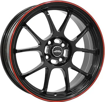 Alu platišče INTER ACTION PHOENIX 6,5x15 4x100 ET37 CH73,1 sijajno črna / rdeča